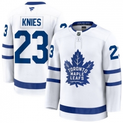 Men Toronto Maple Leafs Matthew Knies 23 Fanatics Away White Premium Stitched Hockey Jersey