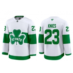 Men Toronto Maple Leafs Matthew Knies 23 White St Patricks Authentic Jersey