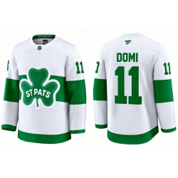 Men Toronto Maple Leafs Max Domi 11 White St Patricks Authentic Jersey