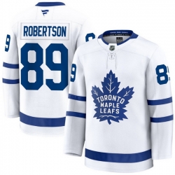 Men Toronto Maple Leafs Nicholas Robertson 89 Fanatics Away White Premium Stitched Hockey Jersey