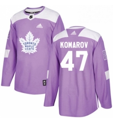 Mens Adidas Toronto Maple Leafs 47 Leo Komarov Authentic Purple Fights Cancer Practice NHL Jersey 