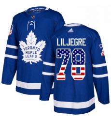 Mens Adidas Toronto Maple Leafs 78 Timothy Liljegren Authentic Royal Blue USA Flag Fashion NHL Jersey 