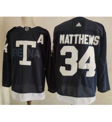 Men's Toronto Maple Leafs 34 Auston Matthews Navy 2022 NHL Heritage Classic Adidas Jersey