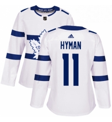 Womens Adidas Toronto Maple Leafs 11 Zach Hyman Authentic White 2018 Stadium Series NHL Jersey 