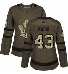 Womens Adidas Toronto Maple Leafs 43 Nazem Kadri Authentic Green Salute to Service NHL Jersey 