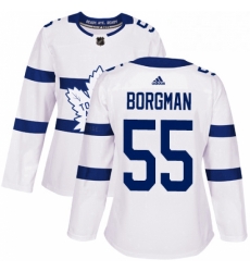 Womens Adidas Toronto Maple Leafs 55 Andreas Borgman Authentic White 2018 Stadium Series NHL Jersey 