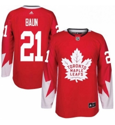 Youth Adidas Toronto Maple Leafs 21 Bobby Baun Authentic Red Alternate NHL Jersey 