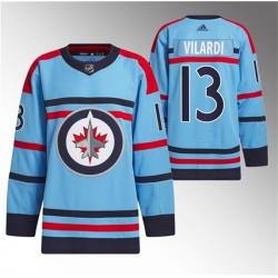 Men Winnipeg Jets 13 Gabriel Vilardi Light Blue Anniversary Primegreen Stitched Jersey