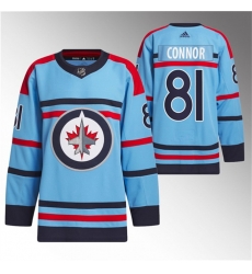 Men Winnipeg Jets 81 Kyle Connor Light Blue Anniversary Primegreen Stitched Jersey