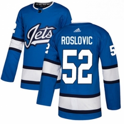 Mens Adidas Winnipeg Jets 52 Jack Roslovic Authentic Blue Alternate NHL Jersey 