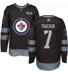 Mens Adidas Winnipeg Jets 7 Keith Tkachuk Authentic Black 1917 2017 100th Anniversary NHL Jersey 