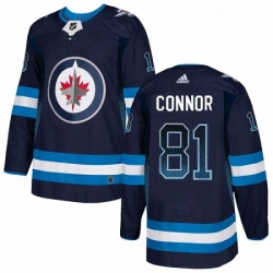 Mens Adidas Winnipeg Jets 81 Kyle Connor Authentic Navy Blue Drift Fashion NHL Jersey 