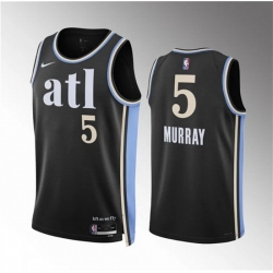 Men Atlanta Hawks 5 Dejounte Murray 2023 24 Black City Edition Stitched Basketball Jersey