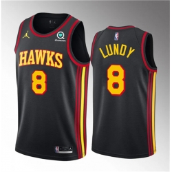 Men Atlanta Hawks 8 Seth Lundy Black 2023 Draft Statement Edition Stitched Jersey