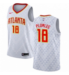 Mens Nike Atlanta Hawks 18 Miles Plumlee Swingman White NBA Jersey Association Edition 