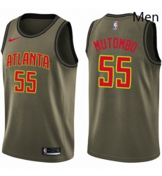 Mens Nike Atlanta Hawks 55 Dikembe Mutombo Swingman Green Salute to Service NBA Jersey 