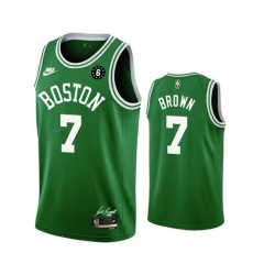 Men Boston Celtics 7 Jaylen Brown Green No 6 Patch Stitched Basketball Jersey