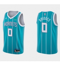 Men Charlotte Hornets 0 Miles Bridges Aqua Stitched Basketball Jersey