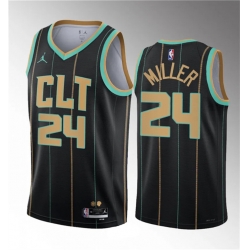 Men Charlotte Hornets 24 Brandon Miller Black 2022 23 Draft City Edition Stitched Basketball Jersey