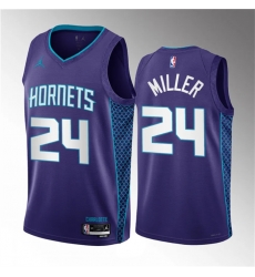 Men Charlotte Hornets 24 Brandon Miller Purple 2022 23 Draft Statement Edition Stitched Basketball Jersey