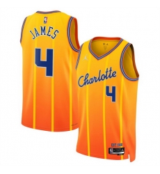 Men Charlotte Hornets 4 Sion James Orange 2025 26 City Edition Stitched Basketball Jersey Men Charlotte Hornets 4 Sion James Orange 2025 26 City Edition Stitched Basketball Jersey
