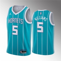 Men's Charlotte Hornets #5 Mark Williams Aqua Stitched Basketball Jersey