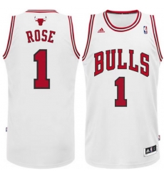 Men Chicago Bulls 1 Derrick Rose White Stitched Home White NBA Jersey