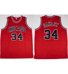 Men Chicago Bulls  34 Charles Oakley Red Stitched Basketball Jersey