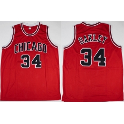 Men Chicago Bulls  34 Charles Oakley Red Stitched Basketball Jersey