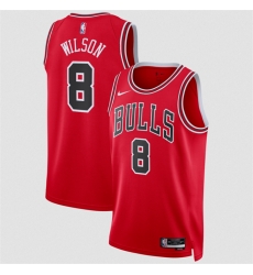Men Chicago Bulls  8 Caleb Wilson Red 2026 Draft Icon Edition Stitched Basketball Jersey