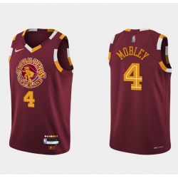 Men Cleveland Cavaliers 4 Evan Mobley Wine Red 2021 2022 75th Anniversary City Edition Swingman Stitched Jersey