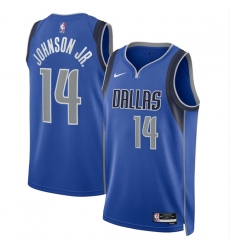 Men Dallas Mavericks  14 Morez Johnson Jr Blue 2026 Draft Icon Edition Stitched Basketball Jersey