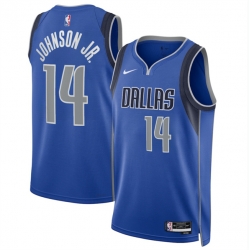 Men Dallas Mavericks  14 Morez Johnson Jr Blue 2026 Draft Icon Edition Stitched Basketball Jersey