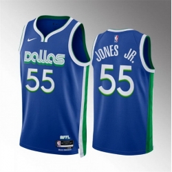 Men Dallas Mavericks 55 Derrick Jones Jr Blue City Edition Stitched Basketball Jersey