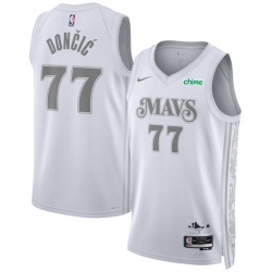 Men Dallas Mavericks 77 Luka Don u010Di u0107 White 2024 25 City Edition Stitched Basketball Jersey