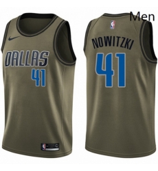 Mens Nike Dallas Mavericks 41 Dirk Nowitzki Swingman Green Salute to Service NBA Jersey