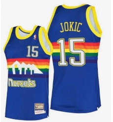 Men Denver Nuggets 15 Nikola Jokic Blue 2003 04 Throwback Stitched Jersey