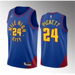 Men Denver Nuggets 24 Jalen Pickett Blue 2023 Draft Statement Edition Stitched Basketball Jersey