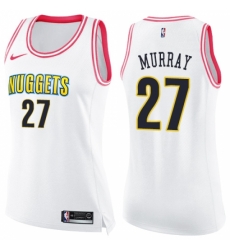 Men Nike Denver Nuggets #27 Jamal Murray Swingman White Pink Fashion NBA Jersey