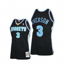 Men Nike Denver Nuggets 3 Allen Iverson Swingman Navy Blue NBA Jersey