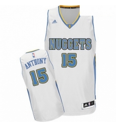 Mens Adidas Denver Nuggets 15 Carmelo Anthony Swingman White Home NBA Jersey