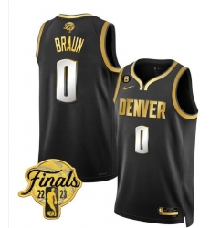 Men's Denver Nuggets #0 Christian Braun Black Gold 2023 Final Stitched NBA Jersey