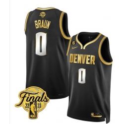 Men's Denver Nuggets #0 Christian Braun Black Gold 2023 Final Stitched NBA Jersey