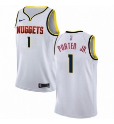 Mens Nike Denver Nuggets 1 Michael Porter Jr White NBA Swingman Association Edition Jersey 