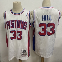 Men Detroit Pistons 33 Grant Hill White 1995 96 Hardwood Classics Jersey