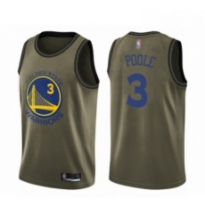 Mens Golden State Warriors 3 Jordan Poole Swingman Green Salute to Service Basketball Jersey 