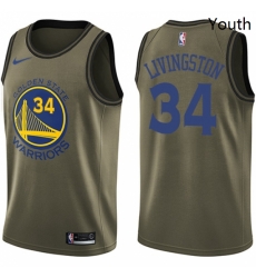 Youth Nike Golden State Warriors 34 Shaun Livingston Swingman Green Salute to Service NBA Jersey 