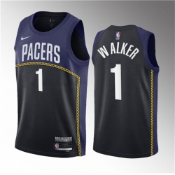 Men Indiana Pacers 1 Jarace Walker Blue 2023 Draft City Edition Stitched Basketball Jersey