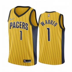 Men Indiana Pacers 1 T J  Warren Gold NBA Swingman 2020 21 Earned Edition Jersey