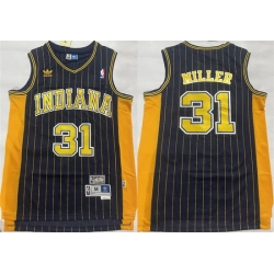 Men Indiana Pacers 31 Reggie Miller Black Throwback Stitched Jersey